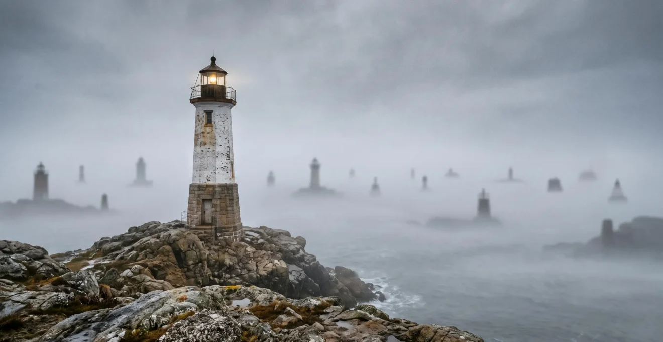 Une silhouette lumineuse se détachant nettement d'un brouillard dense de formes floues, symbolisant une marque qui émerge de la saturation digitale